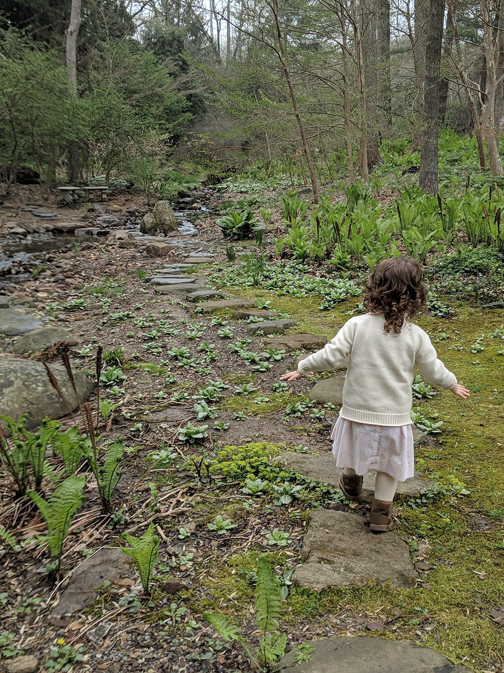 Girl Walking on Rocks